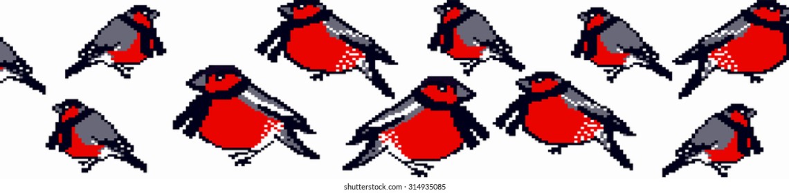 Winter Holiday sweater or hat design. Vector pattern with bullfinches