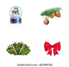 Winter holiday symbols icon set