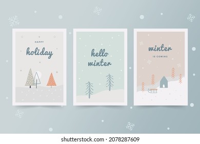 Winter holiday theme printable greeting card with cute illustration.