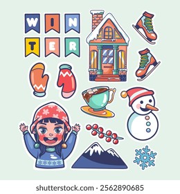 Winter holiday themed element objects