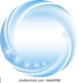 Winter holiday vector background as a round frame with snowflakes