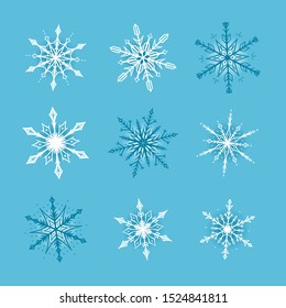 Winter Holiday Vector Set. Snowflake icons. Snow, Snowflakes for Christmas and New Year Design elements