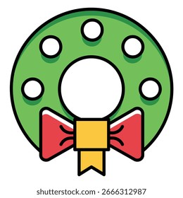 Winter Holiday Wreath Icon Vektor für Heimtextilien und Feiern