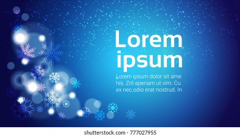 Winter Holidays Background Banner With Copy Space Blue Snowflakes Glittering Vector Illustration