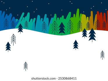 Feriados de inverno. Fundo de inverno. Forma de árvore de Natal, flocos de neve. Cartões de felicitações de Natal alegres
