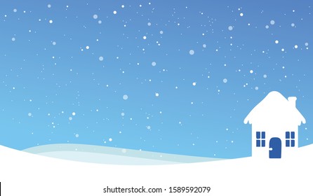 Winter Holidays background with a house, card, snowflake, greeting, illustration, white, cold, decoration