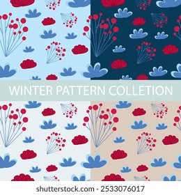 Winter holidays background with pine branches and snowflakes. Winter card design. seamless White snow falling on sky blue  pattern. repeating texture for  greeting card or banner. Vector eps10 