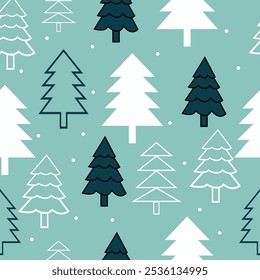 Fondo de vacaciones de invierno con ramas de pino y copos de nieve. Diseño de tarjeta de invierno. nieve blanca sin costuras que cae sobre el patrón azul celeste. textura repetitiva para la tarjeta de felicitación o el Anuncio. Vector eps10 