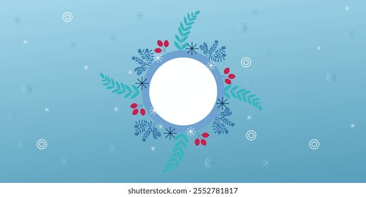  Winter holidays background with pine branches and snowflakes. Winter card design. Abstract simply winter background with natural template for wallpaper or banner gift card vector illustration eps 10