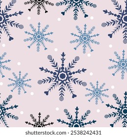 Copos de nieve de fondo de vacaciones de invierno. Diseño de tarjeta de invierno. nieve blanca sin costuras que cae sobre el patrón azul celeste. textura repetitiva para la tarjeta de felicitación o el Anuncio. Vector eps10 