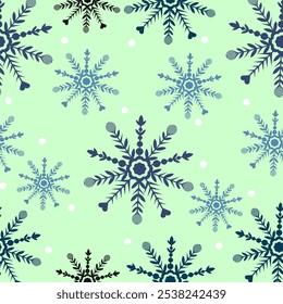 Copos de nieve de fondo de vacaciones de invierno. Diseño de tarjeta de invierno. nieve blanca sin costuras que cae sobre el patrón azul celeste. textura repetitiva para la tarjeta de felicitación o el Anuncio. Vector eps10 