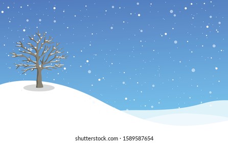 Winter Holidays background with a tree, banner  frost  abstract  snowfall  snowy  branch  snowflake, outdoors  vector  illustration