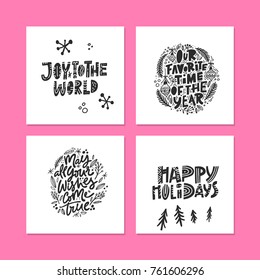 Winter holidays calligraphy phrases made in vector. Handwritten Christmas lettering for cards, posters, t-shirts, etc.