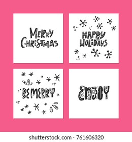 Winter holidays calligraphy phrases made in vector. Handwritten Christmas lettering for cards, posters, t-shirts, etc.