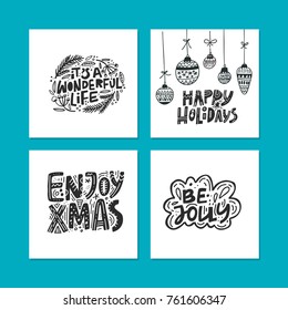 Winter holidays calligraphy phrases made in vector. Handwritten Christmas lettering for cards, posters, t-shirts, etc.