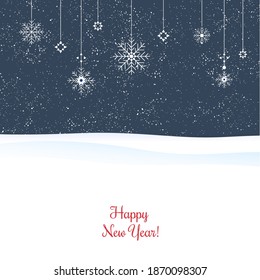 Winter holidays card, snow vector, happy holidays vector, happy new year vector, minimalist design, trendy greetings, hand drawn snowflake vector, hanging snowflakes, linkedin banner, Facebook cover