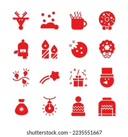 Winter holidays. Christmas icon, sticker set. 