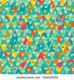 Winter holidays cute childish seamless pattern in bright colors, retro style. Artistic vector illustration