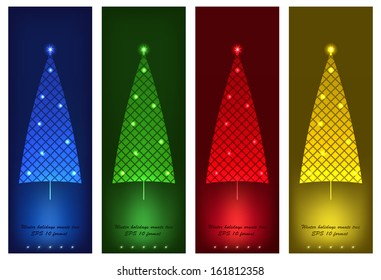 Winter holidays decoration tree set. Vector illustration. 