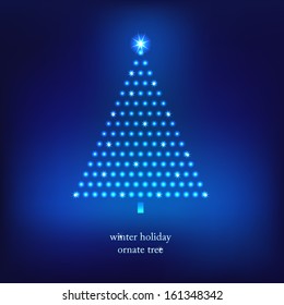 Winter holidays decoration tree. Vector illustration. 