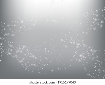 Winter Holidays Falling Snow Vector Background. Christmas, New Year Celebration Snowflakes Pattern. Realistic Flying Snow, Storm Sky Effect. Winter Ad Decoration. Winter Holidays Snow Confetti On Gray