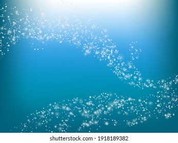 Winter Holidays Falling Snow Vector Background. Christmas, New Year Celebration Snowflakes Pattern. Realistic Flying Snow, Storm Sky Effect. Winter Ad Decoration. Winter Holidays Snow Confetti On Blue