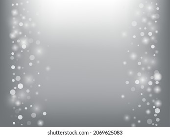 Winter Holidays Falling Snow Vector Background. Christmas, New Year Celebration Snowflakes Pattern. Realistic Flying Snow, Storm Sky Effect. Winter Ad Decoration. Winter Holidays Snow Confetti On Gray