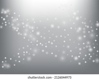Winterferien mit sinkendem Schneevektorhintergrund. Weihnachten, Neujahr Feiern Schneeflocken Muster. Realistischer Fliegerschnee, Sturm Sky-Effekt. Winter-Ad-Dekoration. Winterferien Schneekonfetti auf Grau