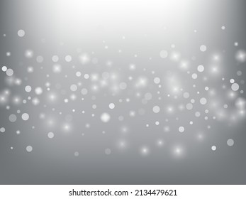 Vector de Nieve en el fondo de vacaciones de invierno. Navidad, Año Nuevo Patrón De Copos De Nieve. Nieve voladora Realista, Efecto Cielo De Tormenta. Decoración Y Invierno. Vacaciones De Invierno Nieve Confetti En Gris