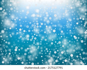 Winter Holidays Falling Snow Vector Background. Christmas, New Year Celebration Snowflakes Pattern. Realistic Flying Snow, Storm Sky Effect. Winter Ad Decoration. Winter Holidays Snow Confetti On Blue