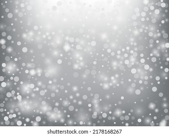Winter Holidays Falling Snow Vector Background. Christmas, New Year Celebration Snowflakes Pattern. Realistic Flying Snow, Storm Sky Effect. Winter Ad Decoration. Winter Holidays Snow Confetti On Gray