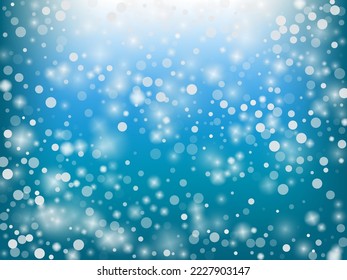 Winter Holidays Falling Snow Vector Background. Christmas, New Year Celebration Snowflakes Pattern. Realistic Flying Snow, Storm Sky Effect. Winter Ad Decoration. Winter Holidays Snow Confetti On Blue