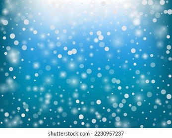 Winter Holidays Falling Snow Vector Background. Christmas, New Year Celebration Snowflakes Pattern. Realistic Flying Snow, Storm Sky Effect. Winter Ad Decoration. Winter Holidays Snow Confetti On Blue