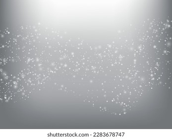 Winter Holidays Falling Snow Vector Background. Christmas, New Year Celebration Snowflakes Pattern. Realistic Flying Snow, Storm Sky Effect. Winter Ad Decoration. Winter Holidays Snow Confetti On Gray