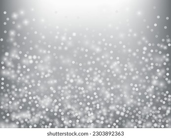 Winter Holidays Falling Snow Vector Background. Christmas, New Year Celebration Snowflakes Pattern. Realistic Flying Snow, Storm Sky Effect. Winter Ad Decoration. Winter Holidays Snow Confetti On Gray
