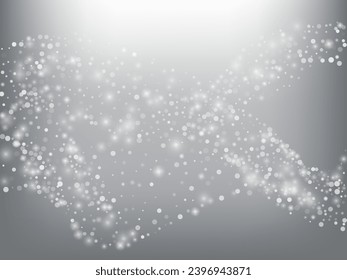Winter Holidays Falling Snow Vector Background. Christmas, New Year Celebration Snowflakes Pattern. Realistic Flying Snow, Storm Sky Effect. Winter Ad Decoration. Winter Holidays Snow Confetti On Gray