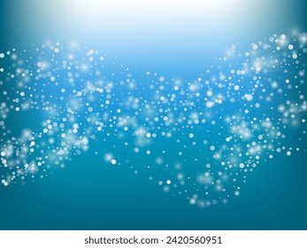 Winterferien mit sinkendem Schneevektorhintergrund. Weihnachten, Neujahr Feiern Schneeflocken Muster. Realistischer Fliegerschnee, Sturm Sky-Effekt. Winter-Ad-Dekoration. Winterurlaub Schneekonfetta auf Blau