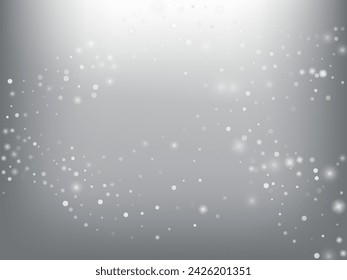 Winter Holidays Falling Snow Vector Background. Christmas, New Year Celebration Snowflakes Pattern. Realistic Flying Snow, Storm Sky Effect. Winter Ad Decoration. Winter Holidays Snow Confetti On Gray
