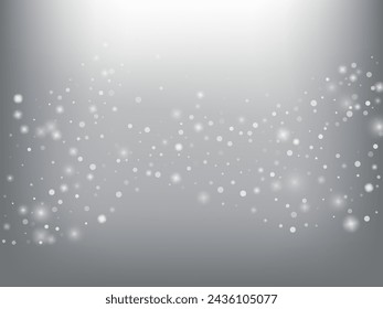 Winter Holidays Falling Snow Vector Background. Christmas, New Year Celebration Snowflakes Pattern. Realistic Flying Snow, Storm Sky Effect. Winter Ad Decoration. Winter Holidays Snow Confetti On Gray
