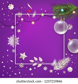 Winter holidays frame. Vector template