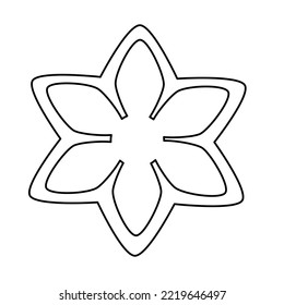 Galleta de jengibre de Navidad en forma de estrella con hielo, contorno vectorial para niños libro de coloración