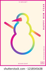 Winter holidays greeting card with colorful gradient pictogram. Happy new year. Modern design template for postcards, invitations, posters, banners. Vector illustration. EPS 10