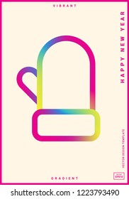 Winter holidays greeting card with colorful pictogram. Happy new year. Modern design template for postcards, invitations, posters, banners. Vector illustration. EPS 10