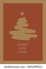 Winter holidays greeting card with decorative Christmas tree. Merry Christmas and Happy New Year. Elegant template for postcards, invitations, posters, banners. Vector illustration. EPS 10