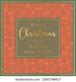 Winter holidays greeting card with decorative Christmas pattern. Happy New Year illustration template