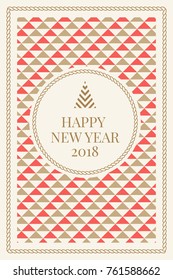 Winter holidays greeting card with geometric pattern background. Merry Christmas and Happy New Year. Elegant template for postcards, invitations, posters, banners. Vector illustration. EPS 10