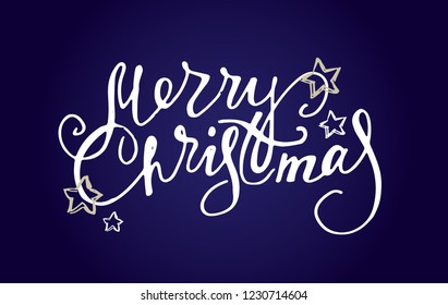Winter holidays - hand drawn doodle lettering poster template