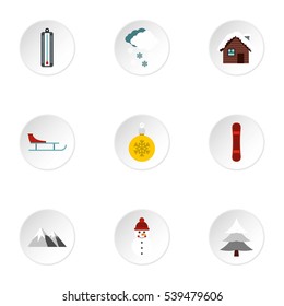 Winter holidays icons set. Flat illustration of 9 winter holidays vector icons for web