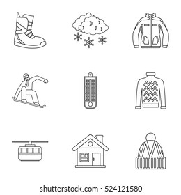 Winter holidays icons set. Outline illustration of 9 winter holidays vector icons for web