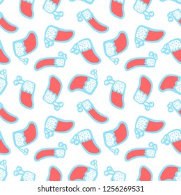 Winter holidays illustration, seamless pattern with Christmas socks